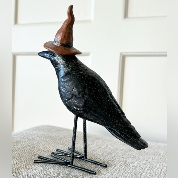 Elegant Crow in a witch hat Halloween Decor - Picture 6 of 7